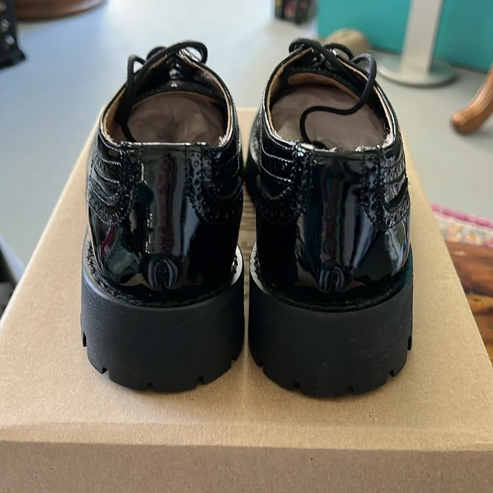 NEW Steve Madden Lance Black Patent Wingtip Oxford, 8.5 - Picture 4 of 7
